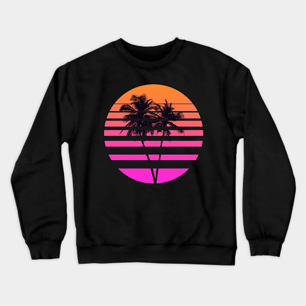 Tropical Palms in Retrowave Crewneck Sweatshirt by The Creative Palette